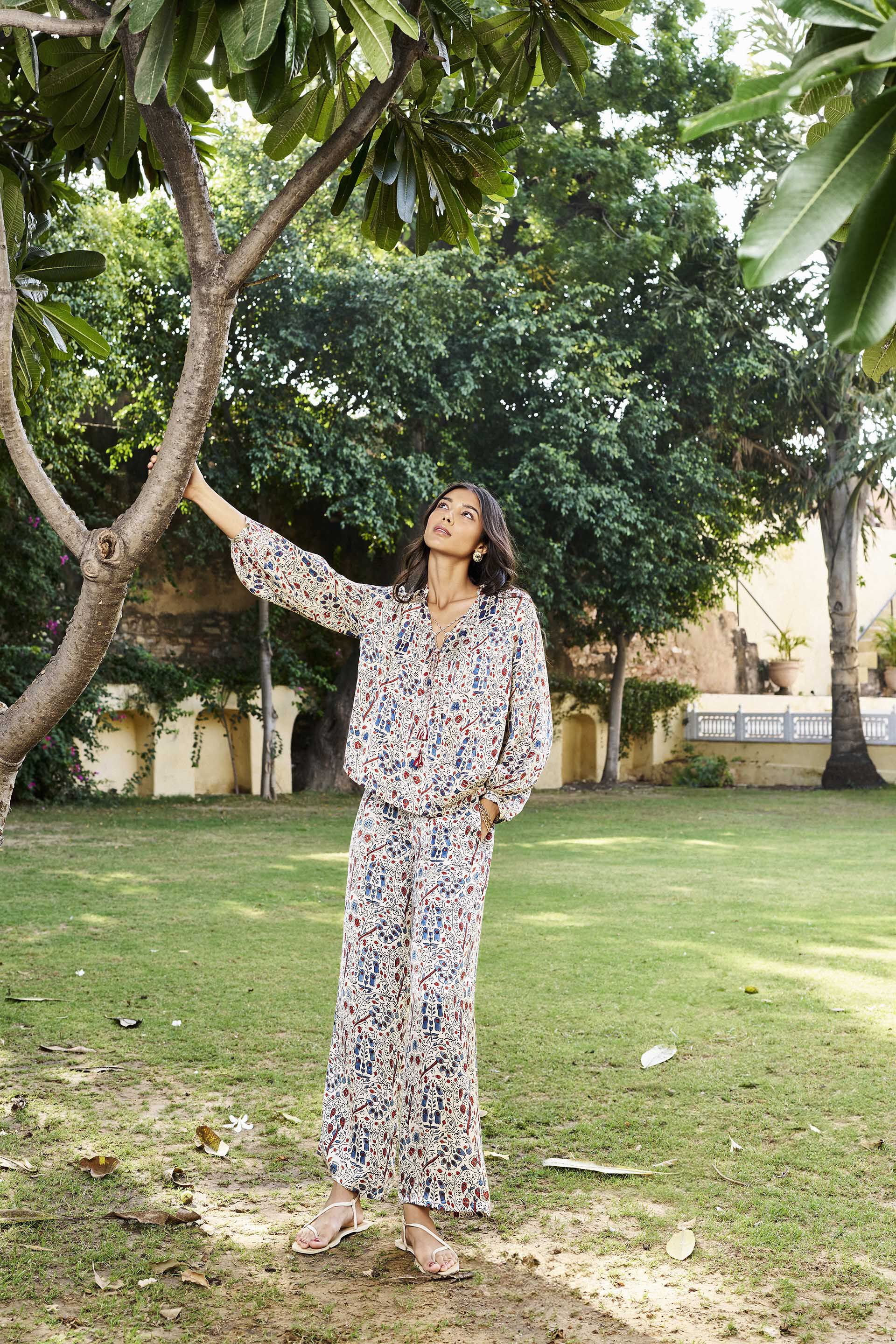 Compose Hand-block Printed Coord - Off White